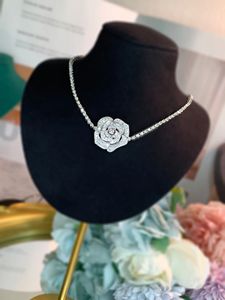 Xinfly 18K Gold Rose 3.5ct Full Natural Diamonds Fine <b>Choker</b> Necklace Beautiful Wedding Jewelry Link Chain for Gift White Gold - Product Image 4