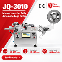 Machine de découpe de logos entièrement automatique par micro-ordinateur JQ-3010, 600 pièces/min, largeur 10-100 mm, certifiée CE, pour la découpe d'étiquettes en tissu