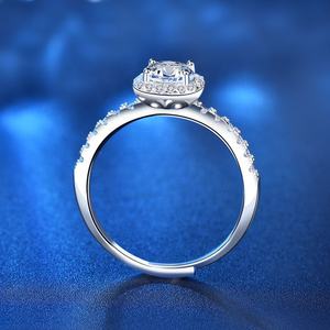 XJZ003Aラグジュアリークリスマスギフトスターリングシルバー925 1Ct 2Ctスクエアモアッサナイトダイヤモンドプロミスリングストーン女性調整可能 - Product Image 6