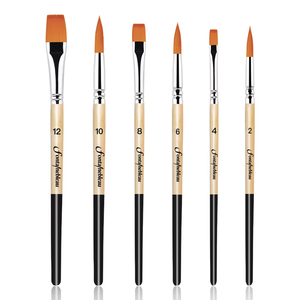 Set di 6 <span class=keywords><strong>Pennelli</strong></span> <span class=keywords><strong>per</strong></span> Pittura ad <span class=keywords><strong>Acquerello</strong></span> e Olio Fontainebleau con Logo Personalizzato, Ecologici, in Setole Sintetiche e Acrilico - Product Image 2