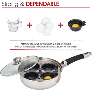 ty-kitchenware Stainless Steel <b>Egg</b> Poacher Cooker <b>Pan</b> with 2/4/6 Pcs Non-stick <b>Egg</b> Cups - Product Image 3