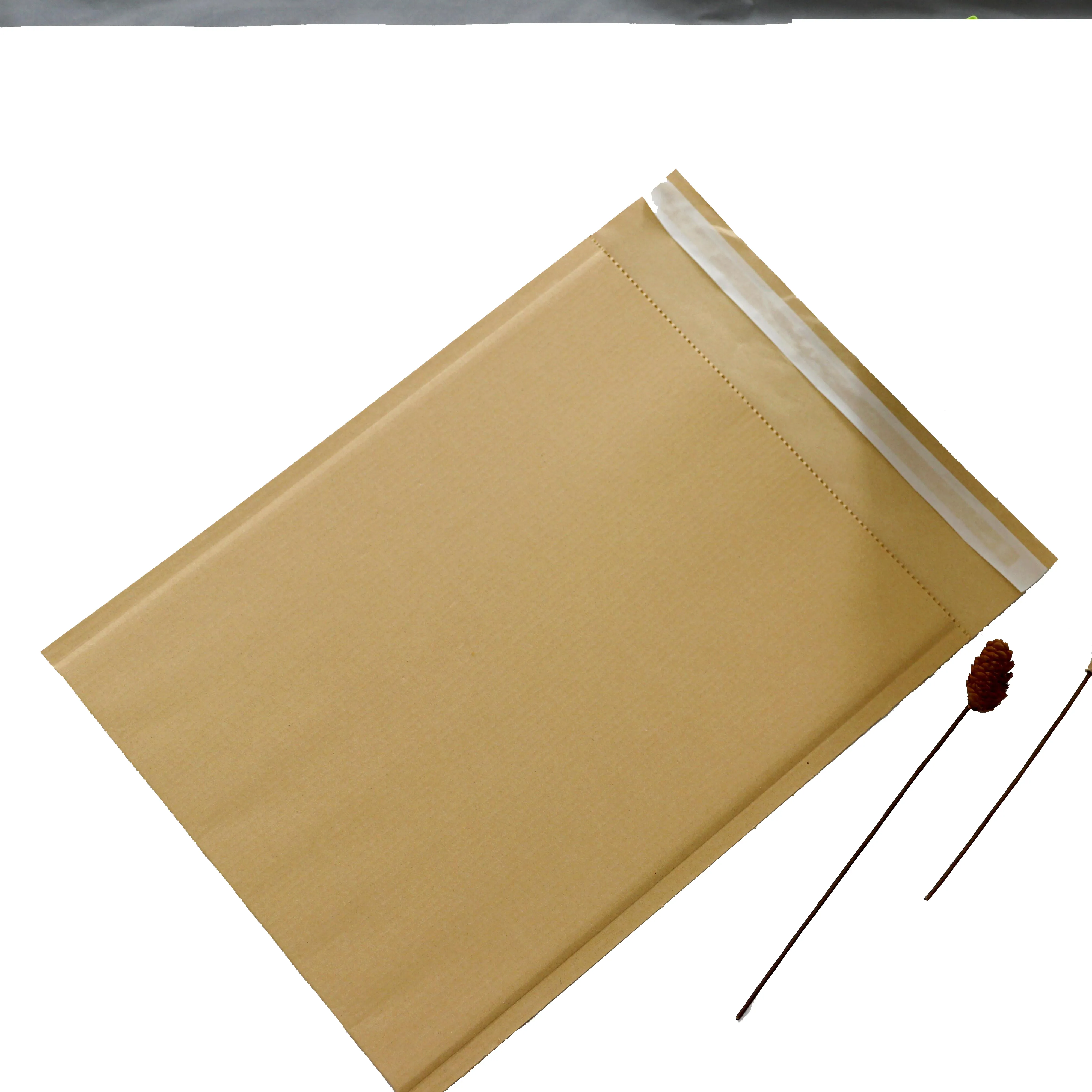 Eco friendly rigid courier shipping waybill pouch document packaging shipping bag corrugated paper stay flat cardboard mailers