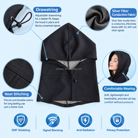 Sweat à capuche de protection EMF pour l'extérieur, mélange 42% argent, 53% coton, 5% nylon, avec cordon de serrage réglable, couvre-chef protecteur à capuche
