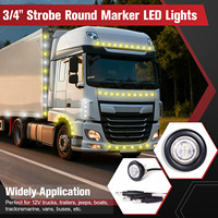 10PCS 3/4" 2LED Feux de position latéraux ronds bicolores ambre + blanc avec connecteur bullet, 12V, IP67