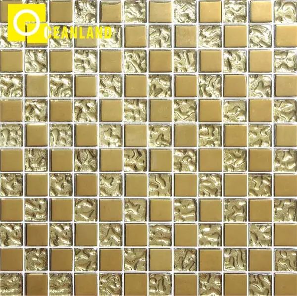 Foshan mewah dilapisi kristal emas kaca mosaik untuk hotel