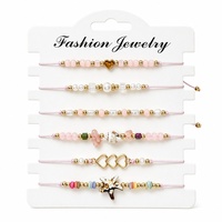 Ensemble de bracelets perlés avec breloque cœur, bracelet en cordon tressé étoile de mer, bijoux de mode en gros pour femmes et filles