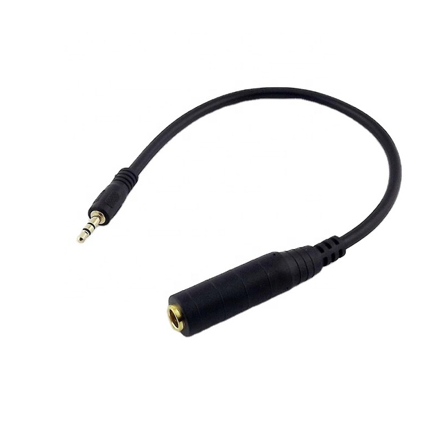 Stereo 3.5mm Male to 6.35mm Female Audio Adapter Cable with Braid Shielding Tertiary Source Connector