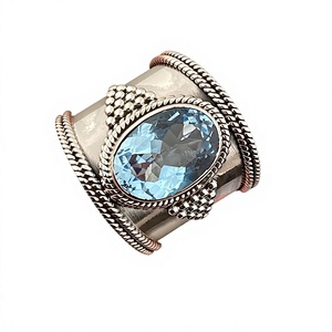 Bagues de luxe pour femmes, zircon cubique bleu vif, alliage plaqué platine, certifié CNAS, style punk, tendance, cadeaux d'anniversaire - Product Image 2