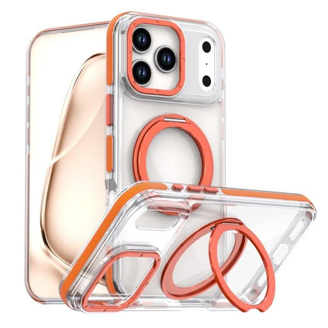 Saiboro 360 Rotation Magnetic Stand Wireless Charging Shockproof Waterproof Hard Clear Transparent Phone Case for