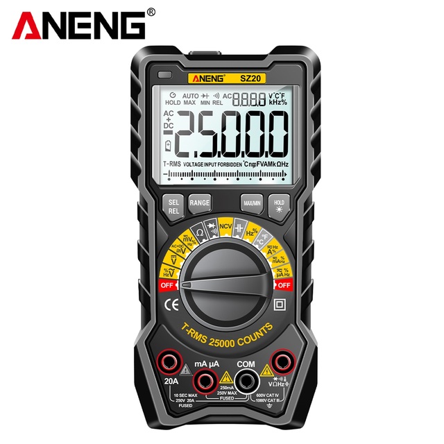 ANENG SZ20 Smart Multimeter Digital Meter AC/DC Voltage 25000 Counts NCV Ohm Hz Smart Manual Range Multimetro Tester Tool