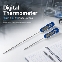 Thermomètre de laboratoire numérique avec sondes sélectionnables de 15 cm et 30 cm, détecteur de température haute précision pour la mesure d'échantillons en laboratoire