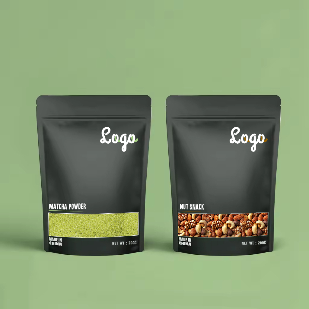 Custom Doypack Smell Proof Black Matte Printed Zip Lock Custom Mylar Logo Powder Snack Stand Up Pouch Packaging Ziplock Bag