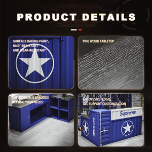 Meja Resepsionis Desain Eksklusif Industrial Wind, Konter <span class=keywords><strong>Bar</strong></span> Depan Kreatif untuk Penggunaan di Hotel, Toko Barbekyu, dan Luar Ruangan, Bahan Besi - Product Image 4