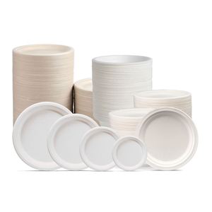 Platos de Bagazo Minimalistas Desechables de Alta Resistencia, 100% Compostables, Ecológicos, Biodegradables, Económicos, a Granel, de 7, 9 y 10 Pulgadas, para Estampado - Product Image 1