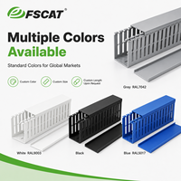 Goulotte de câblage à fentes FSCAT 15x30mm grise avec couvercle à clipser CE RoHS pour panneau de commande, gestion des câbles sur rail DIN