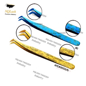 New Gold <b>Rainbow</b> Multi Color Printed Volume Extension Tweezers / New Lashes 0.05 mm 0.07 mm 3D 5D Volume Extension Tweezers - Product Image 5