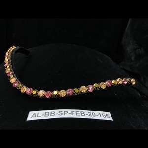 "Bandeaux de Cheval Durable Fait Main Multi-Cristal Bling Cuir Indien" - Product Image 1