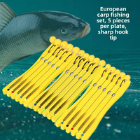 Ensemble de pêche à la carpe européen haut de gamme, pré-monté, avec hameçons barbelés à tête bombée recouverts de téflon, pour la pêche en mer, la pêche au fond, les lacs et les étangs
