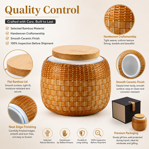 Guci Keramik Anyaman Bambu untuk Anjing/Kucing Kecil-2.7x3.1 Inci Penyegelan Kuat Abu Kremasi Kenang-kenangan Pajangan Rumah - Product Image 5