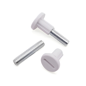Tuerca de ajuste ranurada de plástico personalizada, moldeada por inyección, con tornillo de acero galvanizado para soporte de nivelación de muebles - Product Image 1
