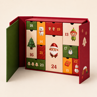 Boîte rigide personnalisée avec logo pour calendrier de l'avent de Noël, avec plusieurs compartiments à tiroirs pour les jouets de beauté, les petits cadeaux, l'emballage de Noël