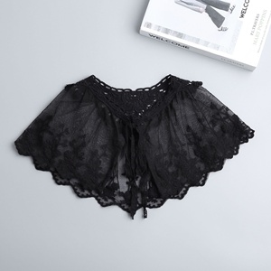Korean Style Women Collar Shawl Scarf Elegant Embroidery Lace Pleated Lace-Up Bowknot Shoulder Wrap <b>Poncho</b> <b>Cape</b> - Product Image 3