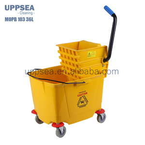 Serpillière commerciale <span class=keywords><strong>avec</strong></span> <span class=keywords><strong>seau</strong></span> à pression latérale, jaune, 33 pieds, 8 gallons, pour femme - Product Image 6