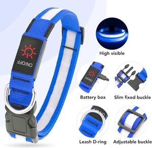 Electronic LED <b>Dog</b> Collar Adjustable Reflective <b>Lights</b> Nylon Solid Pattern Anti-Lost Avoid Car Accidents for <b>Dogs</b> - Product Image 3