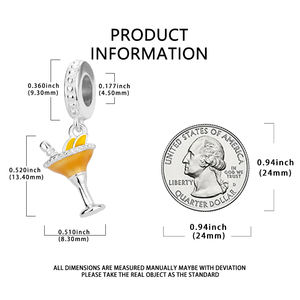 925 Sterling Silver Bicicleta Cocktail Encantos Moda Cubic Zircon Pingente Beads para Pulseira Jóias Fazendo Presente - Product Image 4