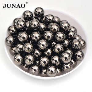 JUNAO-perlas de plástico redondas de imitación para ropa, perlas de Color dorado de 3mm, 5mm, 8mm, 10mm y 12mm, venta al por mayor - Product Image 3