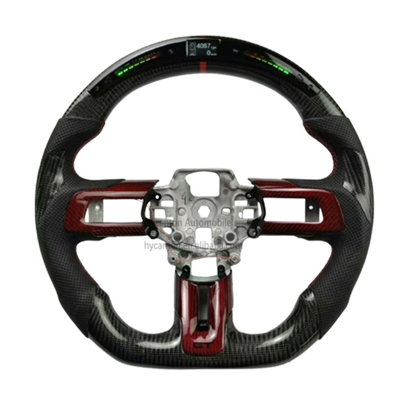 led Carbon Fiber perforated Leather red stitching