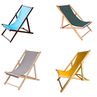 Chaise de plage pliante en bois massif de pin et bambou, personnalisable, portable, avec tissu blanc, pour l'extérieur