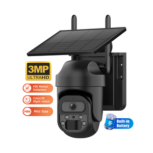 กล้องวงจรปิดรักษาความปลอดภัยกลางแจ้ง 3MP พลังงานแสงอาทิตย์ พร้อมระบบตรวจจับความเคลื่อนไหว PIR มองเห็นในเวลากลางคืน มาตรฐานกันน้ำ IP65 หมุนได้ PTZ แบตเตอรี่ในตัว - Product Image 1