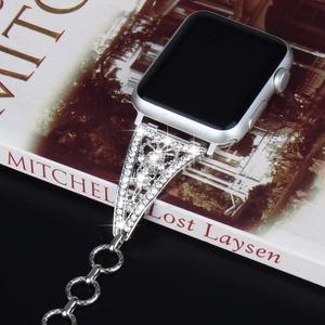 Pulsera de diamante brillante de lujo para mujer, para <span class=keywords><strong>Apple</strong></span> <span class=keywords><strong>Watch</strong></span> Series 6 <span class=keywords><strong>SE</strong></span> 5 4 3, correa de Metal para iWatch 40mm 44mm 38mm 42mm - Product Image 2