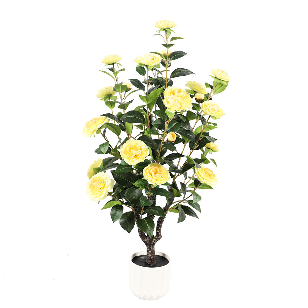 90cm Artificial Camellia Tree- yellow