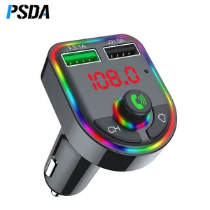 PSDA Wireless 5.0 FM Transmitter Car MP3 Player with LED Light Wireless Handsfree Car Kit Adapter Dual USB Fast Charging