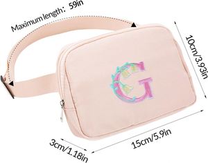 Sac banane personnalisé pour femme, sacs bandoulière brodés avec initiales, sacoche de taille tendance pour activités de plein air - Product Image 2
