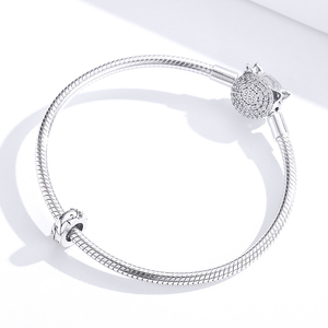 Breloque plaquée argent avec cristaux de strass, motif végétal, sertissage clos, bijou classique unisexe, cadeau - Product Image 2