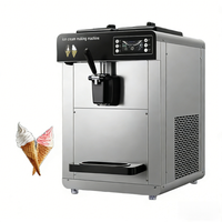 Machine à glace molle professionnelle à tête unique, grande capacité, entièrement automatique, pour usage sur comptoir et vertical, pour la préparation de coupes glacées et de cornets.