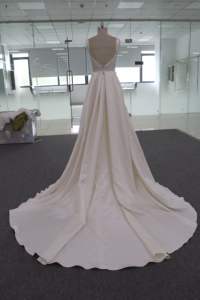 Robe <span class=keywords><strong>de</strong></span> mariée légère simple française Satin Hepburn traînant nouvelle mariée style coréen manches bouffantes blanc ivoire 2 pièces 2 en 1 Vestido Robe - Product Image 4