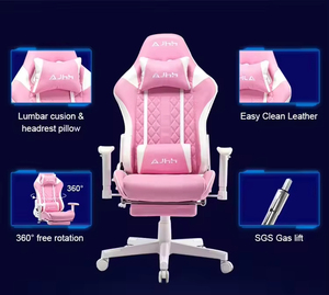 Luxury Cheap <b>Synthetic</b> <b>Leather</b> Adjustable Height Revolving Gamer Ergonomic Gaming Chair 5934 Pink Gaming Chair 5934 5934 Pink Ga - Product Image 2
