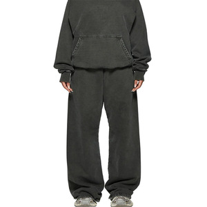 Özel Streetwear fransız Terry yığılmış % eşofman altı pamuk boy yüksek kalite Flared Baggy geniş bacak kelepçeli <span class=keywords><strong>Sweatpants</strong></span> erkekler - Product Image 1