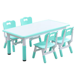 Prix de gros : Ensemble table et chaises pour enfants, idéal pour l'apprentissage de la peinture artistique, avec 4 chaises en plastique, adapté pour l'intérieur et l'extérieur - Product Image 2