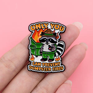 En gros, badges de revers en métal et épingles en émail souple, motifs animaux amusants (mèmes) avec courtes phrases, incluant <span class=keywords><strong>chat</strong></span> et raton d'Amérique Kawaii, pour fabricants - Product Image 3