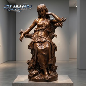 Escultura de Bronce Fundido de Mujer Desnuda Clásica a Tamaño Real en Hamaca con Túnica Drapeada, Arte Metálico para Galería de Arte o Museo - Product Image 3