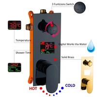 Système de douche encastré OEM, pomme de douche LED haute pression avec affichage numérique, robinet de salle de bain mural en gros