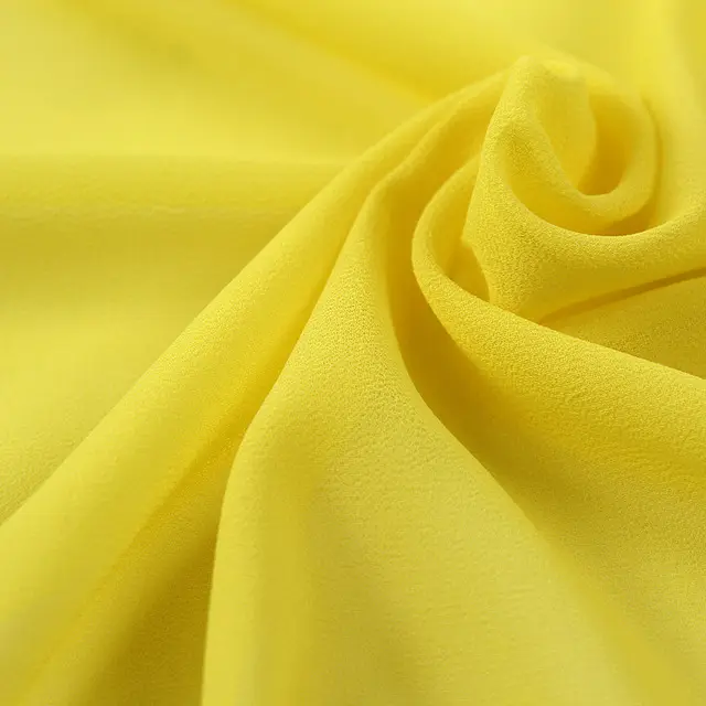 100% Pure Chiffon Fabrics 75D PFD Pearl Polyester Chiffon Crepe Fabric With Solid Green Color