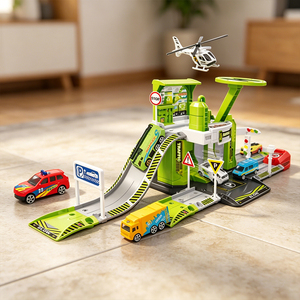 Set de Juego de Garaje de Saneamiento Urbano con Coche de Aleación y Helicóptero, Pista DIY para Niños, Juego de Simulación Interior - Product Image 5