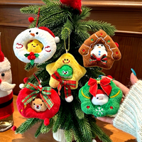 Porte-clés lumineux en peluche de la série Couronne de Noël, écologique, fait main, mignon, pendentif pour sac à dos de fille, ornement de Noël, décoration de canapé, doux