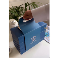 Boîte à hamburger bleue personnalisée avec logo Boîte cadeau d'emballage de boulangerie mini sandwich à emporter pour aliments Boîte à pâtisserie pour biscuits au chocolat